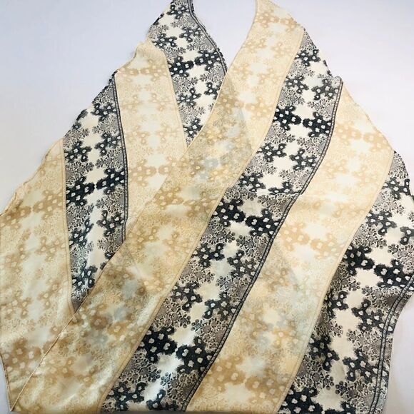 Set of (2)Scaves: Bossani Black Knit Scarf, Gray Tan Scarf - Picture 15 of 16